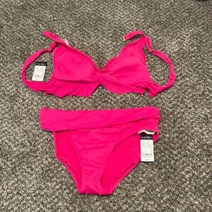 Hot pink Ralph Lauren 2 piece swim suit. New with tags and never worn